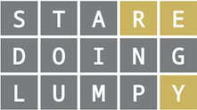Wordle guesses STARE, DOING, and LUMPY